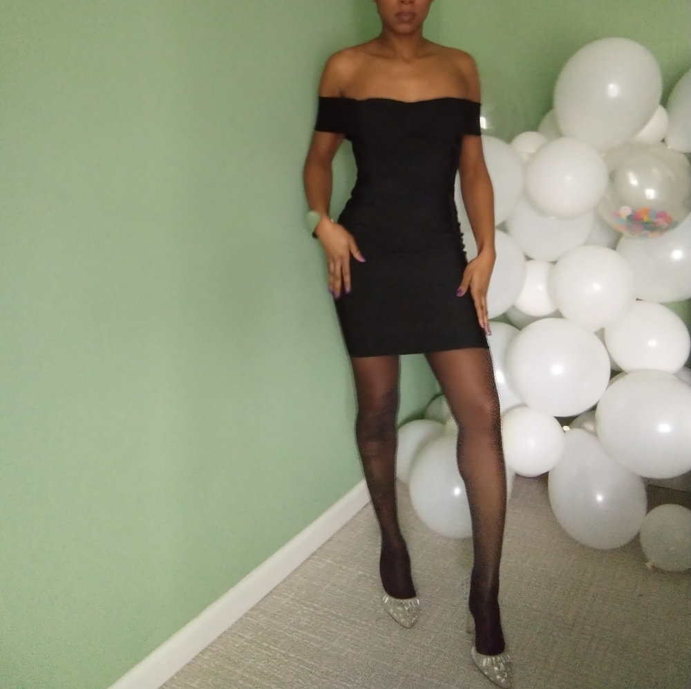 Women's 12th black off the shoulder black bandage cocktail dress